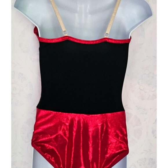 Costume Gallery Dance Leotard Girls LG Sequin Lyrical Jazz Competition Red Foil - Picture 2 of 4